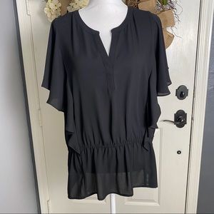 Chico’s Ruffle Sleeve Peplum Top, Size 2